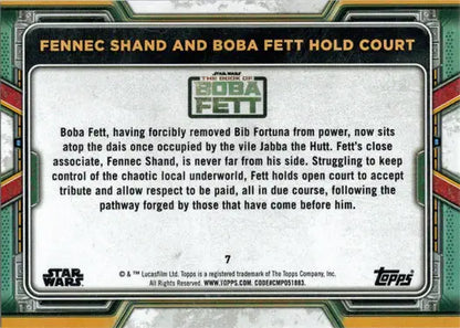 Topps 2022 Purple Parallel trading card featuring Boba Fett and Fennec Shand