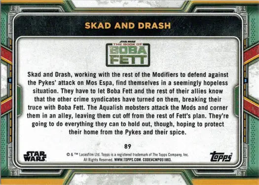 Skad and Drash conflict with the Pykes on Topps 2022 Star Wars Boba Fett Purple Parallel