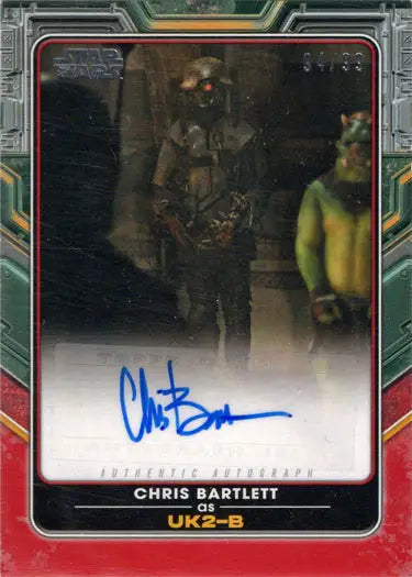 Star Wars Boba Fett trading card signed by Chris Bartlett with blue autograph