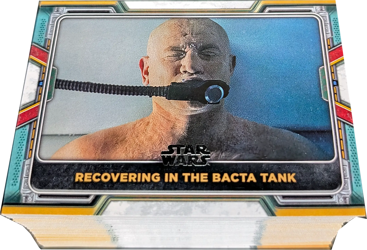 Star Wars trading card featuring a scene in a Bacta healing tank from the Boba Fett base set