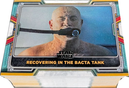 Star Wars trading card featuring a scene in a Bacta healing tank from the Boba Fett base set
