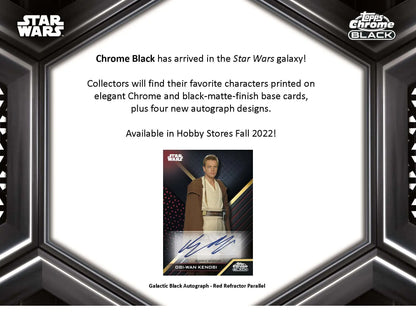Star Wars Obi-Wan Kenobi autograph trading card from Topps Chrome Black base cards