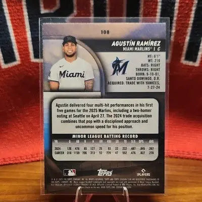 Topps 2025 Stadium Club Agustin Ramirez RC #108 Red Foil Miami Marlins - Baseball Card Single