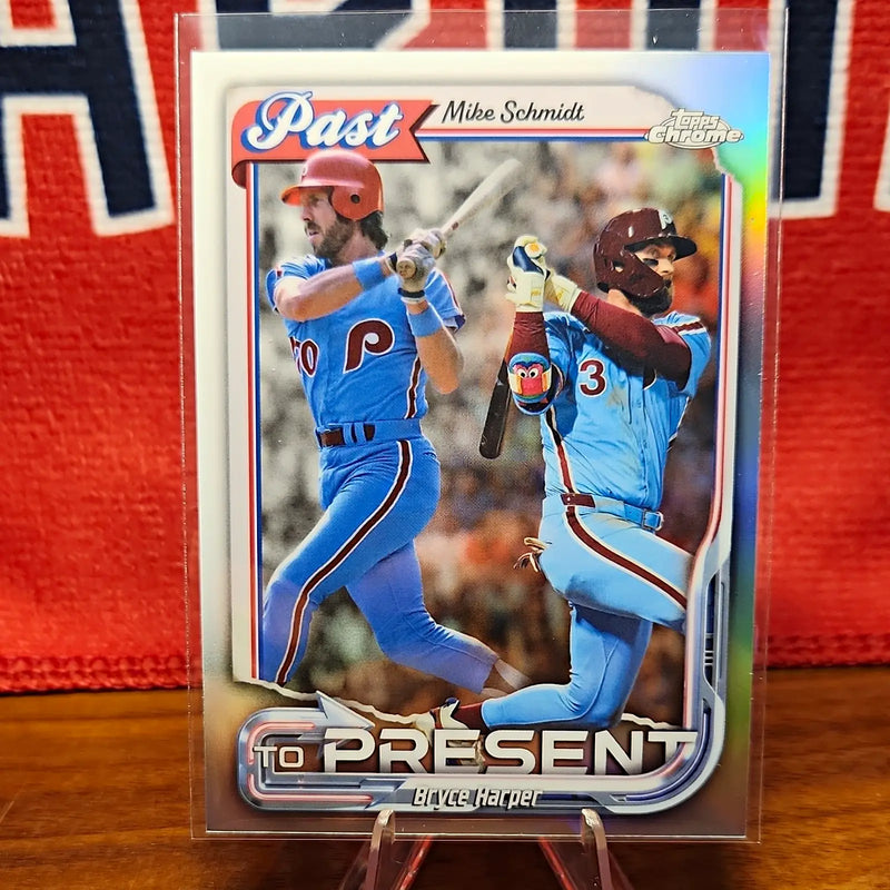 Topps 2026 Chrome Past to Present PTP-4 Mike Schmidt Bryce Harper Insert - Baseball Card Single