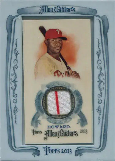 Baseball card of Ryan Howard with jersey swatch, a Topps Allen mini relic card