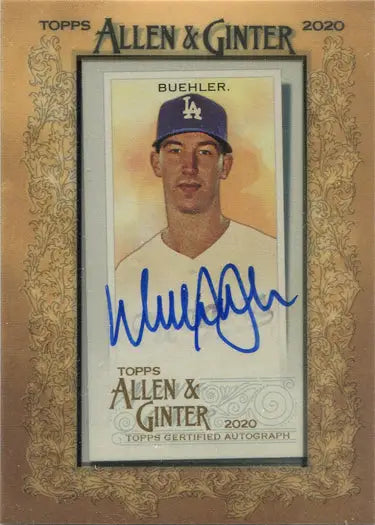 Baseball card featuring Walker Buehler autograph from Topps Allen & Ginter 2020 trading cards