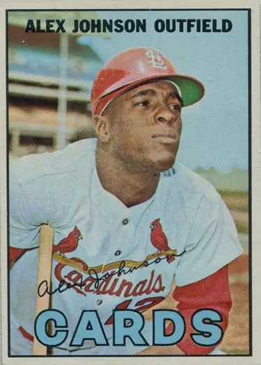 Topps Baseball 1967 Base Card 108 featuring St. Louis Cardinals player Alex Johnson