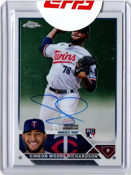 Simeon Woods Richardson rookie autograph card from Topps Chrome Baseball 2023