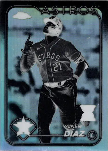 Yainer Diaz baseball card from Topps Chrome 2024 Reverse Negative Parallel set