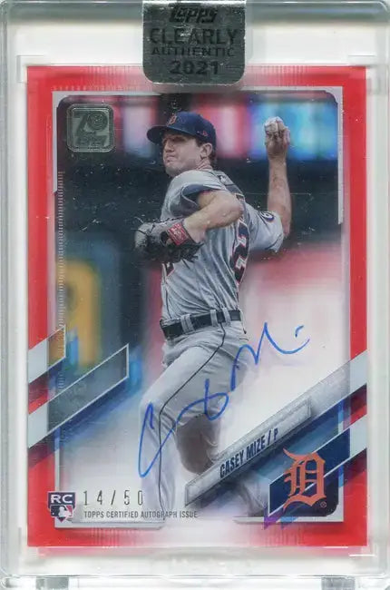 Topps Clearly Authentic Baseball 2021 Red Border Auto Card CAA-CM Casey Mize /50 - Baseball Card Single