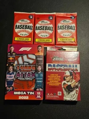 Topps F1 Mega Tin 2022 + Topps Heritage 2023/2025 Pack/Box Lot Sealed - Racing Card Box