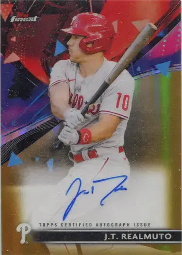 Topps Finest Baseball 2021 Gold Parallel Auto Card FA-JT J.T. Realmuto 34/50 - Baseball Card Single