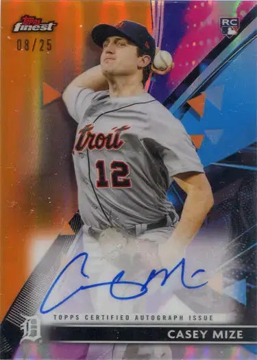 Topps Finest Baseball 2021 Orange Parallel Auto Card FA-CM Casey Mize 08/25 - Baseball Card Single