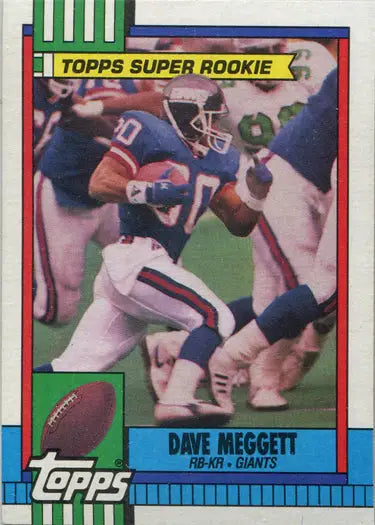 Football trading card featuring New York Giants player Dave Meggett in action