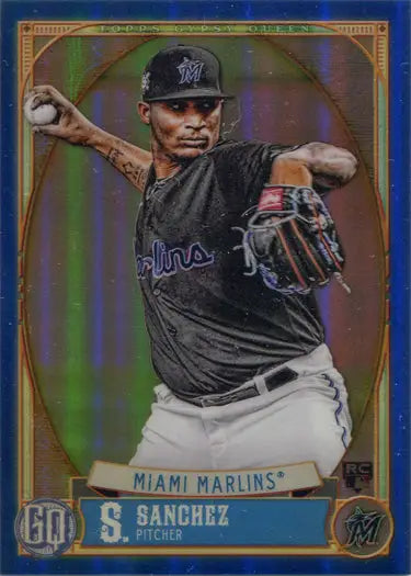 Topps Gypsy Queen Baseball 2021 Blue Parallel Chrome Boxtopper Card featuring S. Sanchez