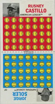 Topps Heritage Baseball punch-out game featuring player stats and portrait of Castillo/Soler