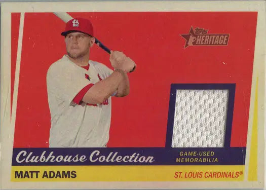 Baseball card featuring Matt Adams from Topps Heritage Baseball Clubhouse Collection Relic