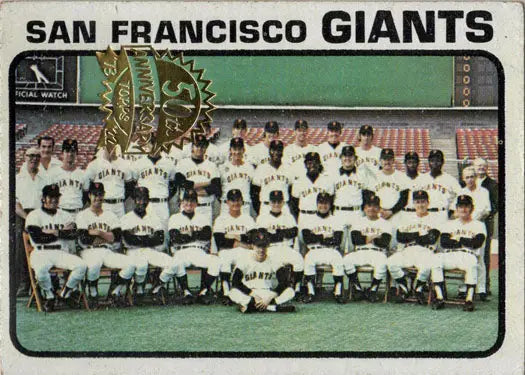 Team photo of San Francisco Giants players in uniform for Topps Heritage High buyback card