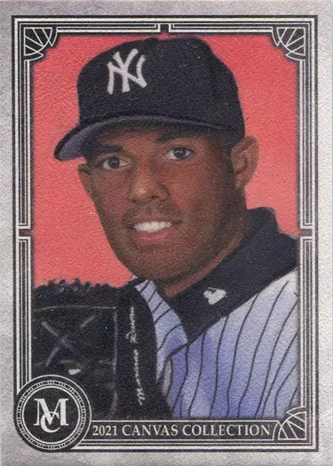 Baseball player in New York Yankees cap on Topps Museum Collection Baseball card