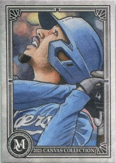 M. Betts celebrating in blue uniform on Topps Museum Collection Baseball card