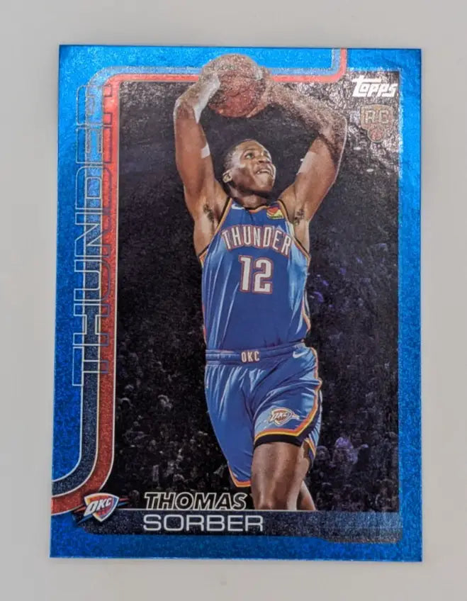 Topps NBA 2025-26 Thomas Sorber Blue Sandglitter OKC Thunder RC - Basketball Card Single