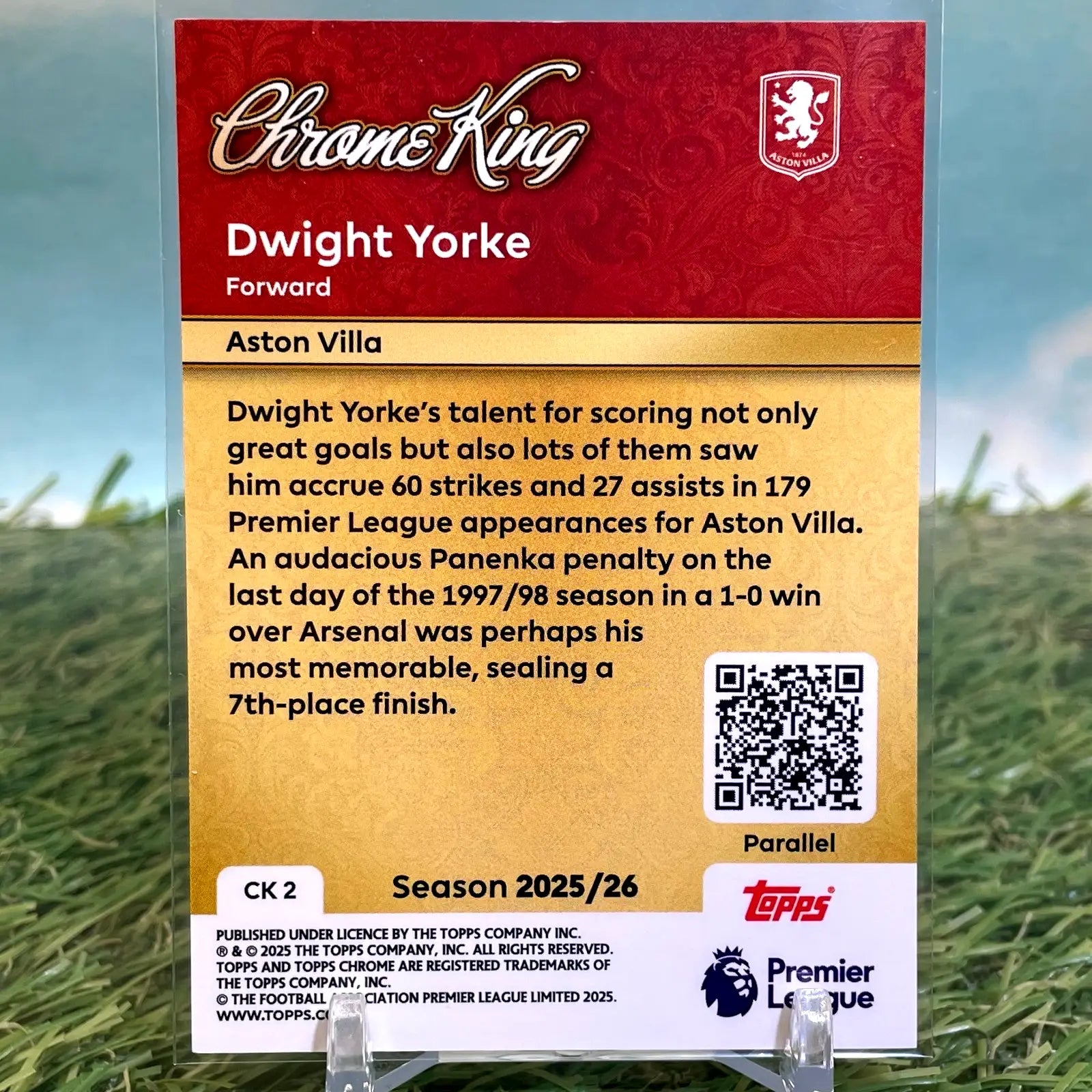 Topps Premier League 2026 Chrome King Emerald Parallel Dwight Yorke Villa - Soccer Card Single
