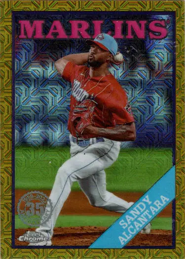 Sandy Alcantara baseball card in Topps Series 2 Chrome Silver Parallel 2023