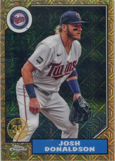 Baseball card of Minnesota Twins player in white uniform on Topps Chrome Silver card