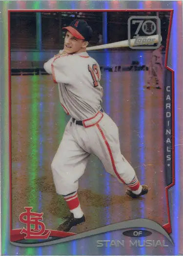 Stan Musial baseball card from Topps Series Two Baseball 2021 Chrome 70th Anniversary