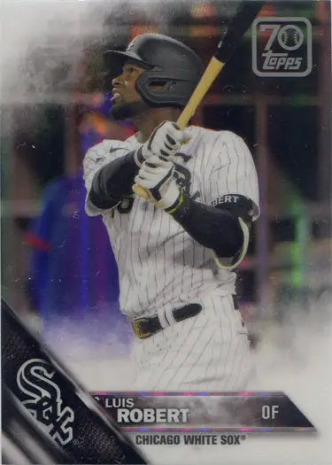 Luis Robert baseball trading card from Topps Series Two 2021 Chrome 70 Years set