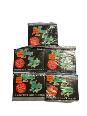 Topps The Addams Family Wax Pack Lot of 5 1991 Sealed Movie 8 Card Packs Sticker - Non-Sports Card Box