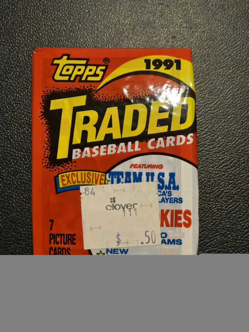 Topps Traded 1990 1991 Baseball Cards Lot 8 Sealed Wax Packs 7 Card Packs - Baseball Card Box