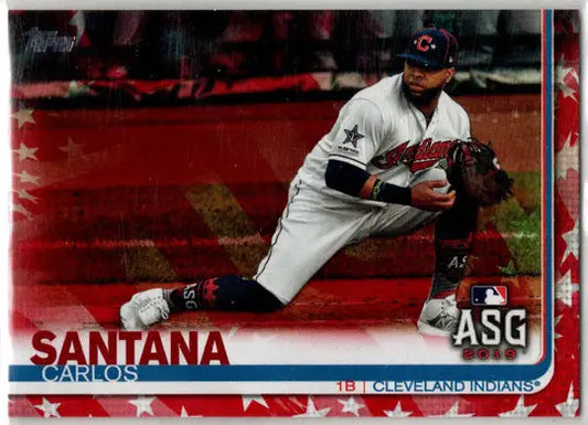 Carlos Santana baseball card from Topps Update Independence Day Parallel series