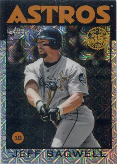 Astros player Jeff Bagwell swinging bat on Topps Update Chrome Silver Card 86C-32