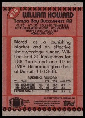 Topps William Howard 414 Tampa Bay Buccaneers