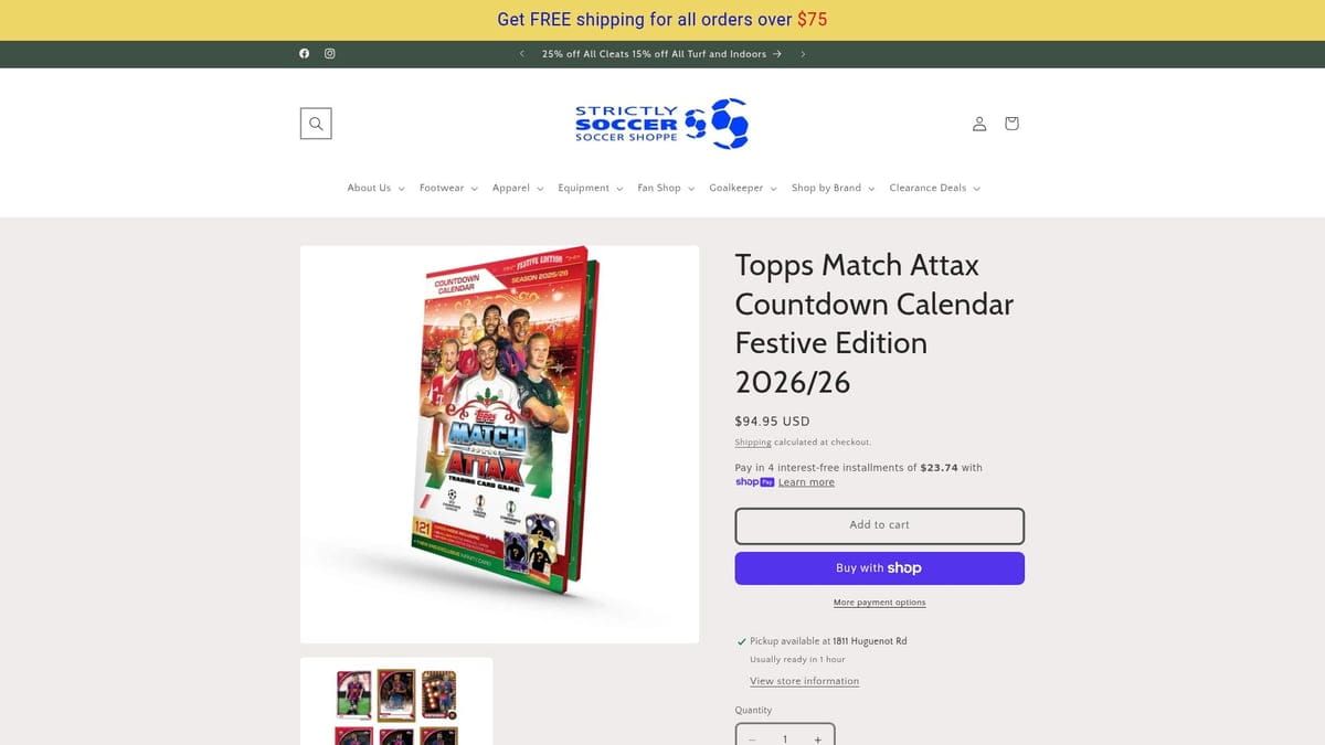 Match Attax 2026 festive soccer cards countdown calendar with Messi