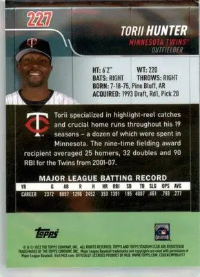 Torii Hunter - 2022 Stadium Club Chrome - #227 - Baseball - Baseball Card Single