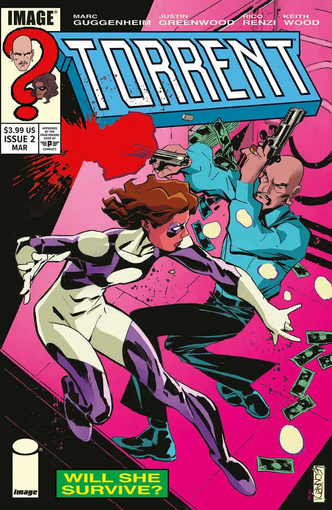 Comic book cover for Torrent #2 with action artwork and pink backdrop, ideal for trading cards
