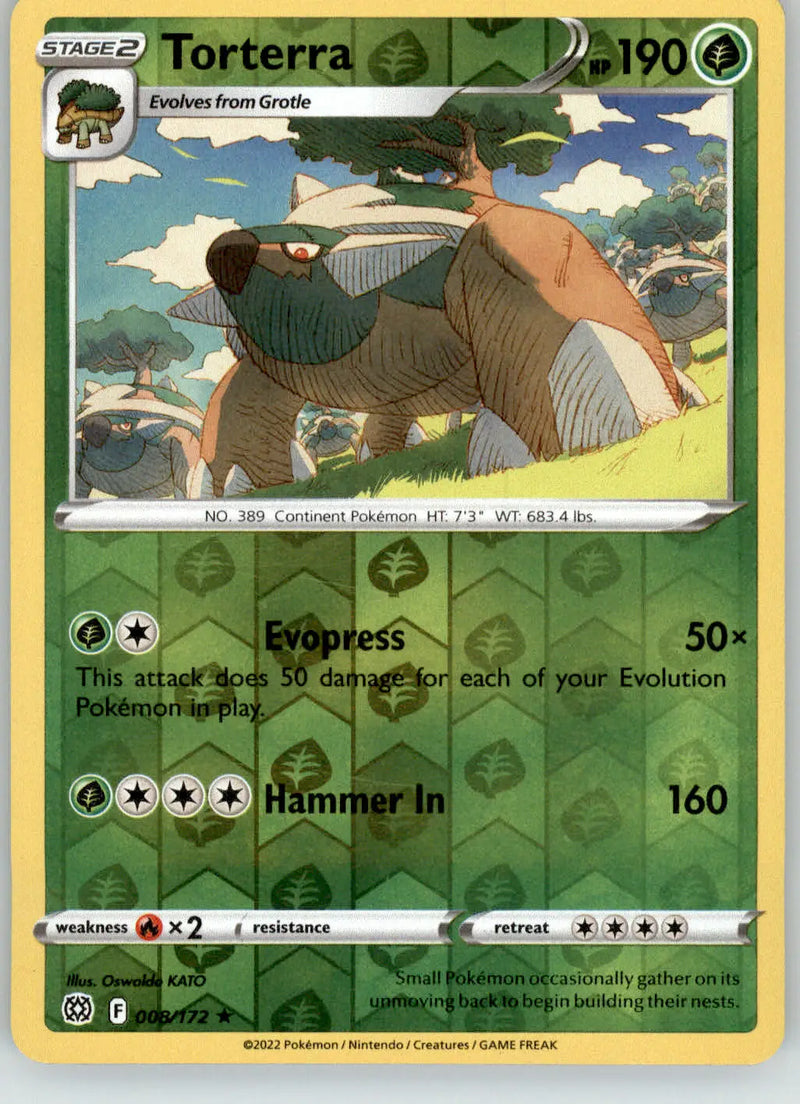 Torterra - Brilliant Stars - 008/172 - Reverse Holo Holo LP Pokemon - Pokémon Card Single