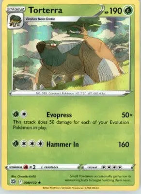 Torterra - SWSH09: Brilliant Stars - 008/172 - Holo NM - Pokémon Card Single
