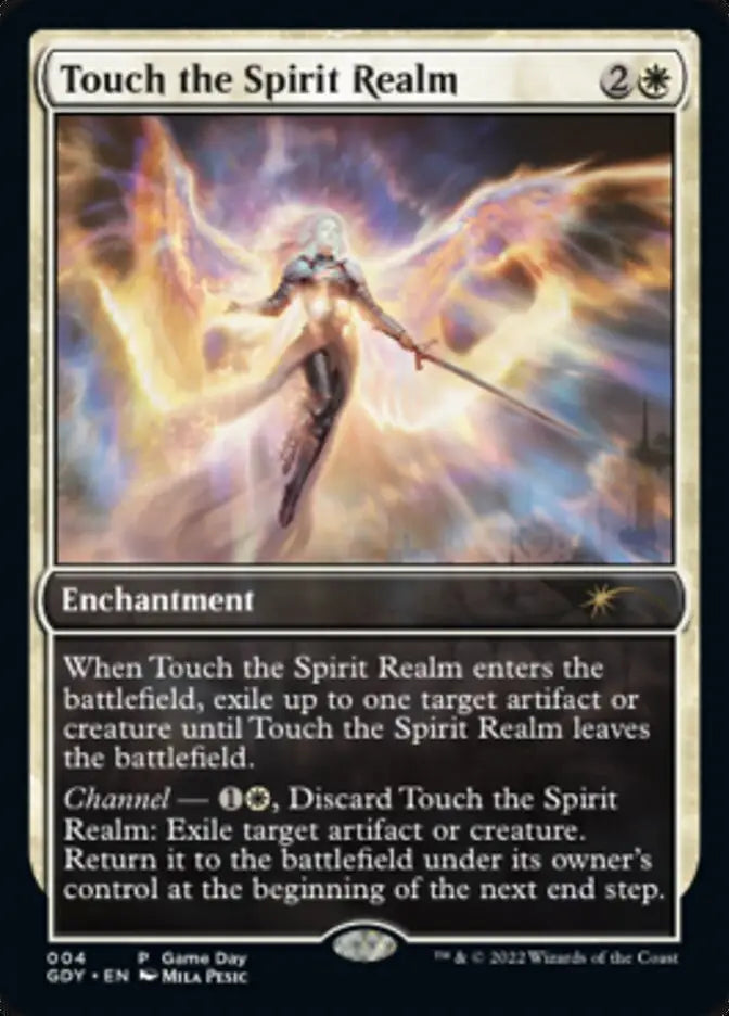 Magic The Gathering card from Touch the Spirit Realm Game Day featuring spirit realm game mechanics