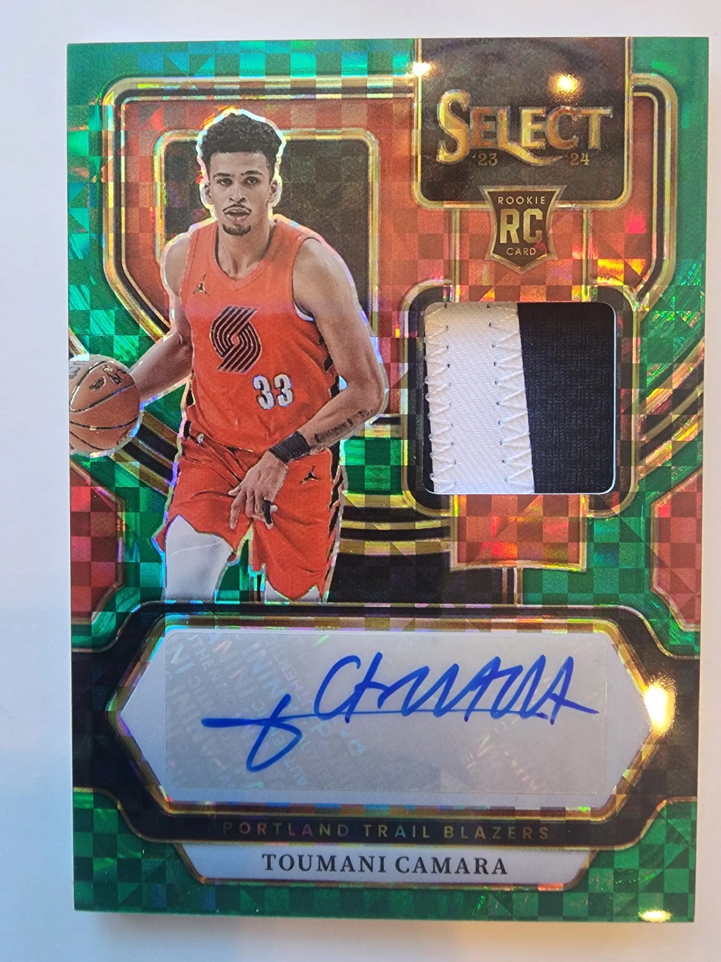Toumani Camara 2023 Panini Select Green Prizm Patch Auto #4/5 - Basketball Card Single