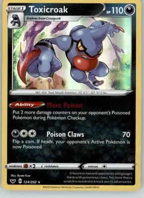 Toxicroak - Sword & Shield Base Set - 124/202 - Holo LP Pokemon - Pokémon Card Single