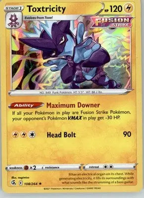 Toxtricity - Fusion Strike - 108/264 - Holo NM Pokemon - Pokémon Card Single