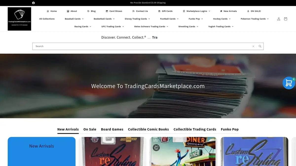 Assortment of collectible trading cards at Tradingcardsmarketplace.com for Pokemon card sale