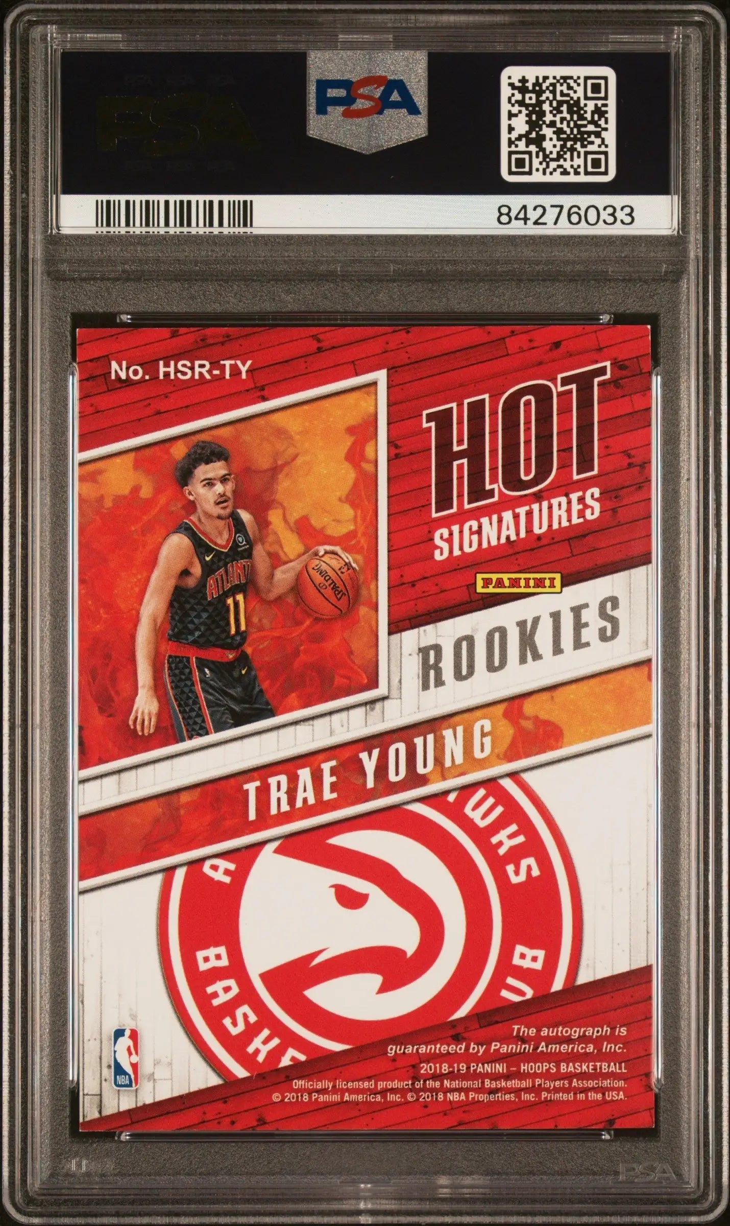 Trae Young 2018 Hoops Hot Signatures Auto Rookie Card PSA 8 Hot Signatures Auto