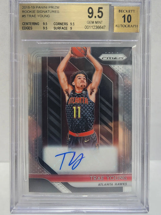 Trae Young 2018 Panini Prizm Auto BGS 9.5 Auto 10 - Basketball Card Single