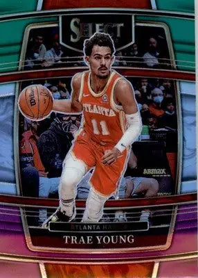 Trae Young - 2021-22 Panini Select - #26 - Green White Purple Prizm - Basketball Card Single