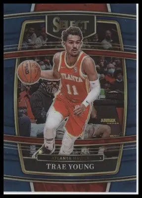 Trae Young 2021-22 Panini Select Blue Prizms #26 Atlanta Hawks - Basketball Card Single