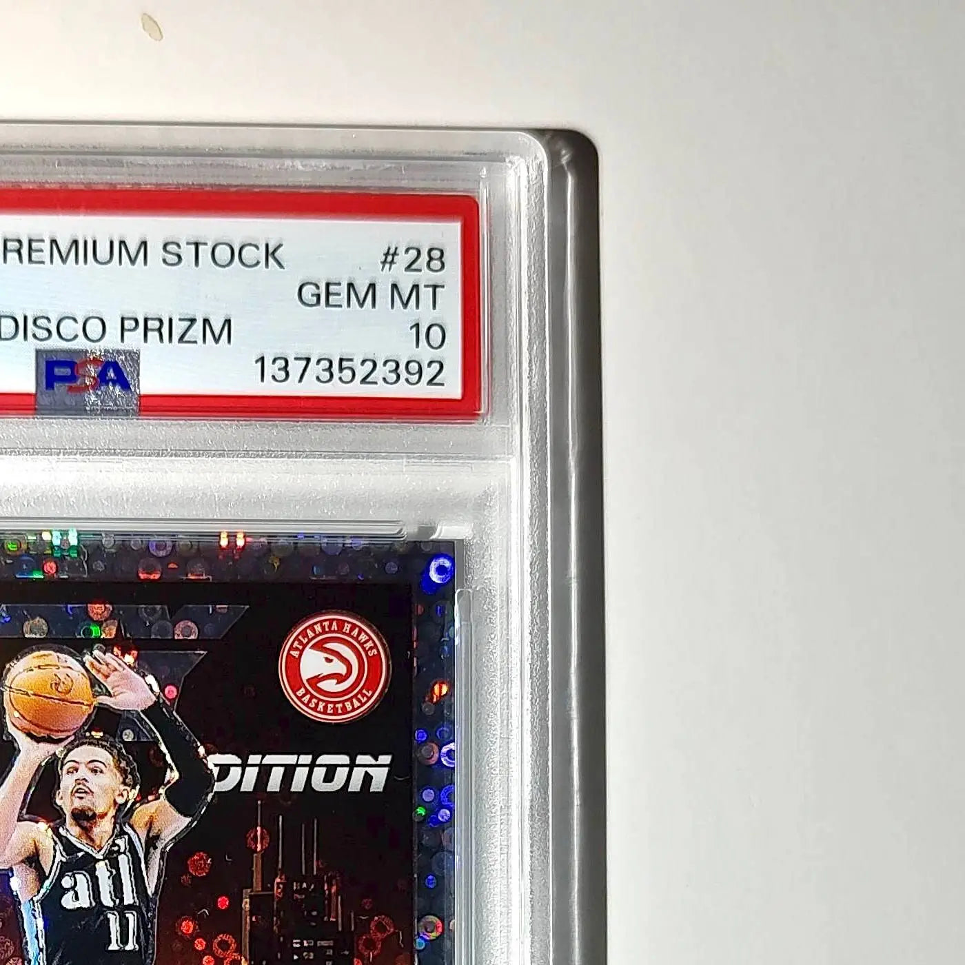 Trae Young 2023 Panini Hoops Premium City Edition #28 Disco Prizm PSA 10 Gem - Basketball Card Single